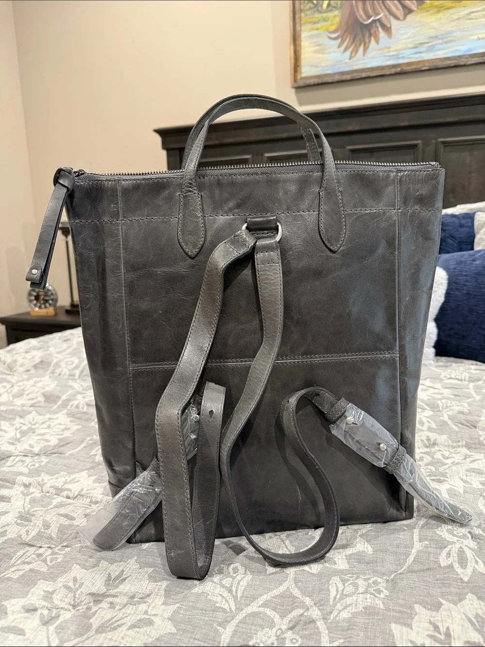 Brand New with Tags Frye Leather Backpack Purse -Gray